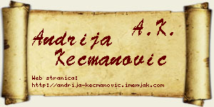 Andrija Kecmanović vizit kartica